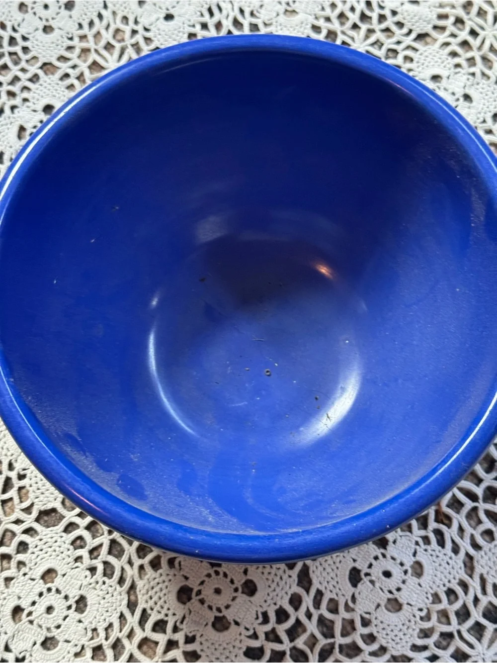 Vintage Blue Ceramic Mixing Bowl - Deep Cobalt Finish